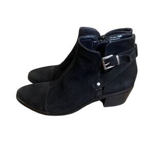 David Tate Women’s Black Perforated Nubuck Leather Bootie Size 10